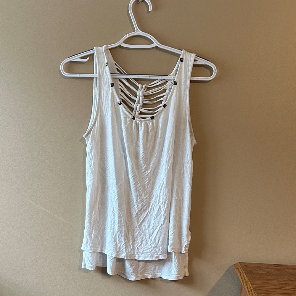 White Tank Top with Unique Back Design